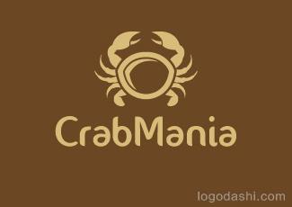 CrabMania餐厅标志logo设计，品牌vi设计