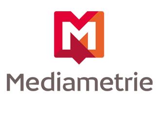 法国Mediametrie收视监测标志logo设计，品牌vi设计