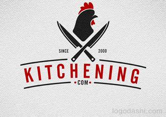 Kitchening餐厅标志标志logo设计，品牌vi设计