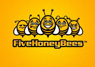 FiveHoneyBees商标标志logo设计，品牌vi设计