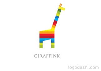 GIRAFFINK长颈鹿标志标志logo设计，品牌vi设计