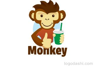 Monkey饮品店标志logo设计，品牌vi设计